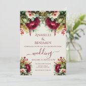 Elegante Floral Rozen bruiloft uitnodiging (Staand voorkant)