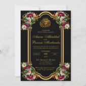 Elegante Floral Rozen Islamitische bruiloft Kaart (Voorkant)