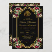 Elegante Floral Rozen Islamitische bruiloft Kaart (Voorkant / Achterkant)