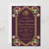 Elegante Floral Rozen Islamitische bruiloft Kaart (Voorkant)