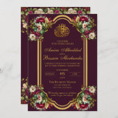 Elegante Floral Rozen Islamitische bruiloft Kaart (Voorkant / Achterkant)