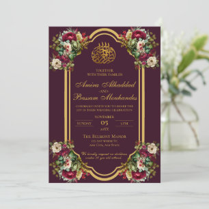 Elegante Floral Rozen Islamitische bruiloft Kaart