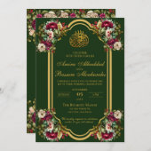 Elegante Floral Rozen Islamitische bruiloft Kaart (Voorkant / Achterkant)