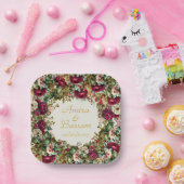 Elegante Floral Rozen Islamitische bruiloft Papieren Bordje (Feest)