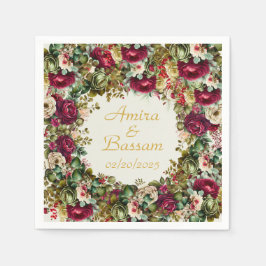 Elegante Floral Rozen Islamitische bruiloft Servet
