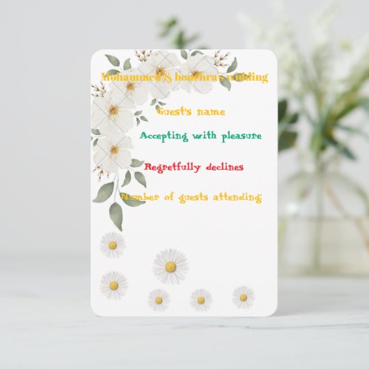 Elegante Floral RSVP-kaart – gepersonaliseerde wid RSVP Kaartje (Staand voorkant)