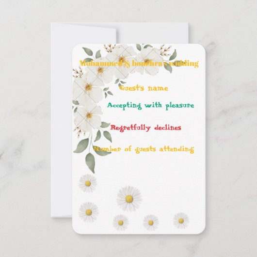 Elegante Floral RSVP-kaart – gepersonaliseerde wid RSVP Kaartje (Voorkant)