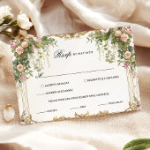 Elegante Floral RSVP-kaart met gouden Lijst RSVP Kaartje