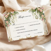 Elegante Floral RSVP-kaart met  gouden Lijst RSVP Kaartje