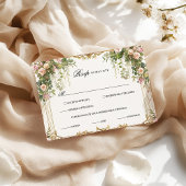 Elegante Floral RSVP-kaart met  gouden Lijst RSVP Kaartje