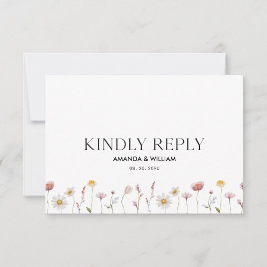 Elegante Floral RSVP-kaart voor bruiloften RSVP Kaartje (Voorkant)