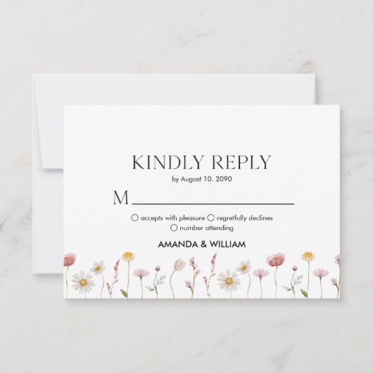 Elegante Floral RSVP-kaart voor bruiloften RSVP Kaartje (Achterkant)