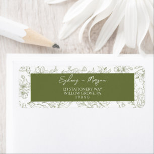 Elegante Floral Sage Botanical Green Retour Adres Etiket