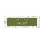 Elegante Floral Sage Botanical Green Retour Adres Etiket (Voorkant)