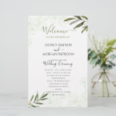 Elegante Floral Sage Green Wedding Ceremony Progra (Staand voorkant)
