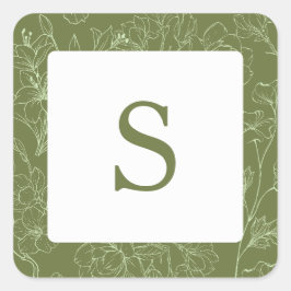 Elegante Floral Sage Green Wedding Envelope Vierkante Sticker