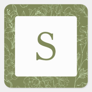 Elegante Floral Sage Green Wedding Envelope Vierkante Sticker