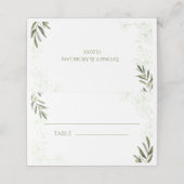 Elegante Floral Sage Green Wedding Place Card Plaatskaartje (Buitenkant ongevouwen)