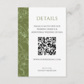 Elegante Floral Sage Green Wedding QR code Details Informatiekaartje (Voorkant)