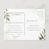 Elegante Floral Sage Green Wedding RSVP Briefkaart (Achterkant)