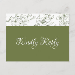 Elegante Floral Sage Green Wedding RSVP Briefkaart