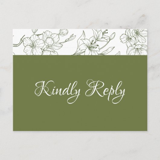 Elegante Floral Sage Green Wedding RSVP Briefkaart (Voorkant)