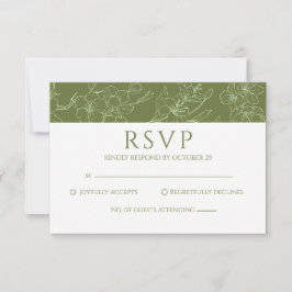 Elegante Floral Sage Green Wedding RSVP Kaart