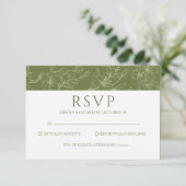 Elegante Floral Sage Green Wedding RSVP Kaart (Staand voorkant)