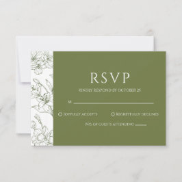 Elegante Floral Sage Green Wedding RSVP Kaart