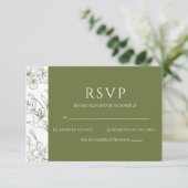 Elegante Floral Sage Green Wedding RSVP Kaart (Staand voorkant)