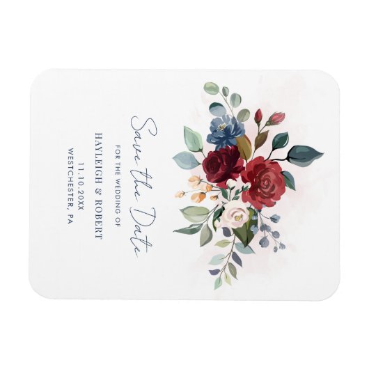 Elegante Floral Script Wedding Save the Date Magneet (Horizontaal)