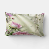 Elegante Floral Silk-Effect Lumbar Kussen – Roze M (Achterkant)