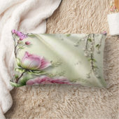 Elegante Floral Silk-Effect Lumbar Kussen – Roze M (Deken)