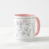 Elegante Floral Sketch-Minimalistische Koffie Mok (Voorkant rechts)