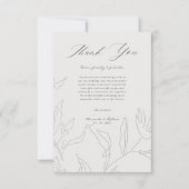 Elegante Floral Sketch Wedding Bedankkaart (Voorkant)