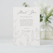 Elegante Floral Sketch Wedding Bedankkaart (Staand voorkant)