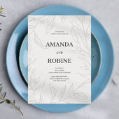 Elegante Floral Sketch Wedding Kaart