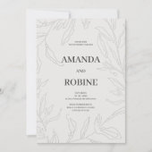 Elegante Floral Sketch Wedding Kaart (Voorkant)