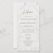 Elegante Floral Sketch Wedding Program (Voorkant)