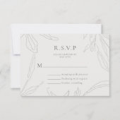 Elegante Floral Sketch Wedding Response Kaart (Voorkant)