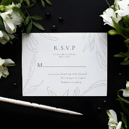 Elegante Floral Sketch Wedding Response Kaart