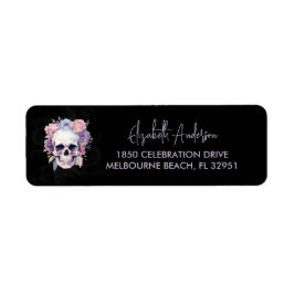 Elegante Floral & Skull Gothic spooky custom Etiket