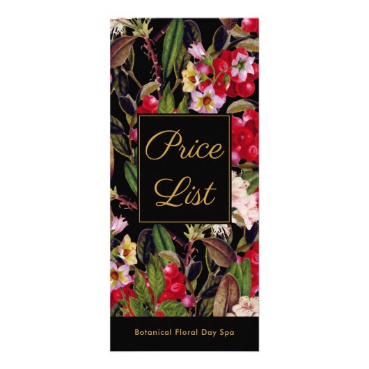 Elegante Floral Spa en Salon prijslijst Reclamekaart (Voorkant)