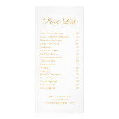 Elegante Floral Spa en Salon prijslijst Reclamekaart (Achterkant)