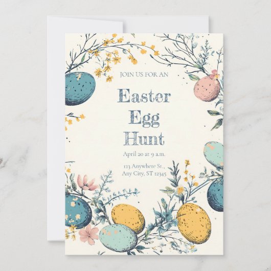 Elegante Floral Spring Easter Egg Hunt Kaart (Voorkant)