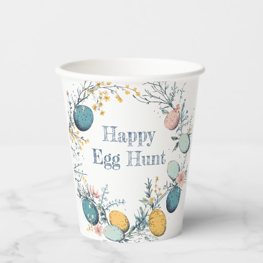 Elegante Floral Spring Easter Egg Hunt Papieren Bekers (Voorkant)