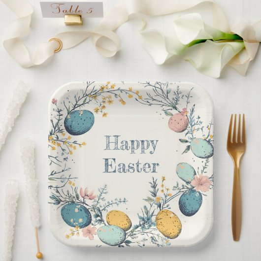 Elegante Floral Spring Easter Egg Hunt Papieren Bordje (Huwelijk)