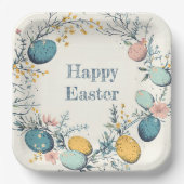 Elegante Floral Spring Easter Egg Hunt Papieren Bordje (Voorkant)