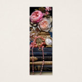 Elegante Floral Stack van Boeken Bladwijzer Mini Visitekaartjes (Voorkant)