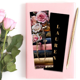 Elegante Floral Stack van Boeken Bladwijzer Mini Visitekaartjes